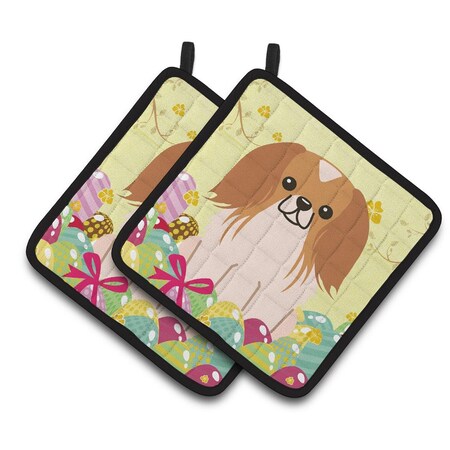Carolines Treasures Easter Eggs Pekingnese Red White Pair of Pot Holders BB6103PTHD